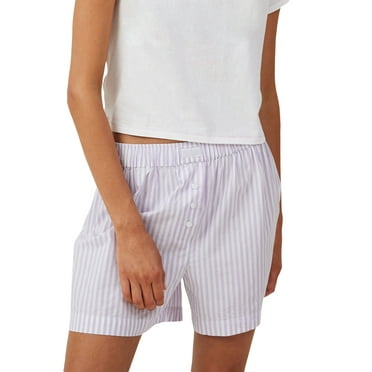 nvzhuang Women's Summer Shorts Elastic Waist Button Decor Loose Short Pants with Back Pocket