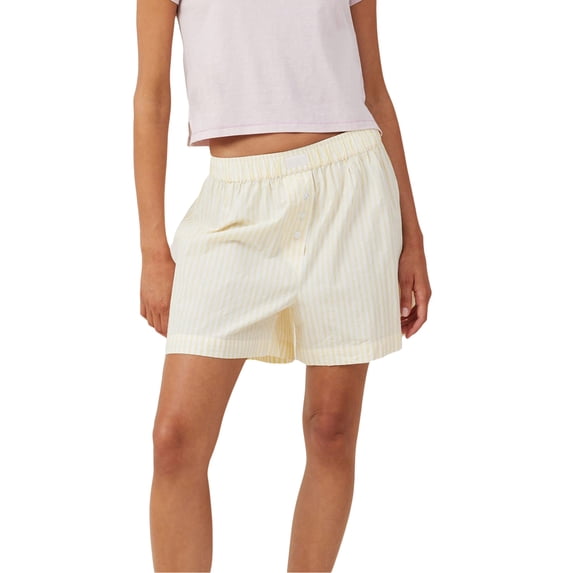 nvzhuang Women's Summer Shorts Elastic Waist Button Decor Loose Short Pants with Back Pocket