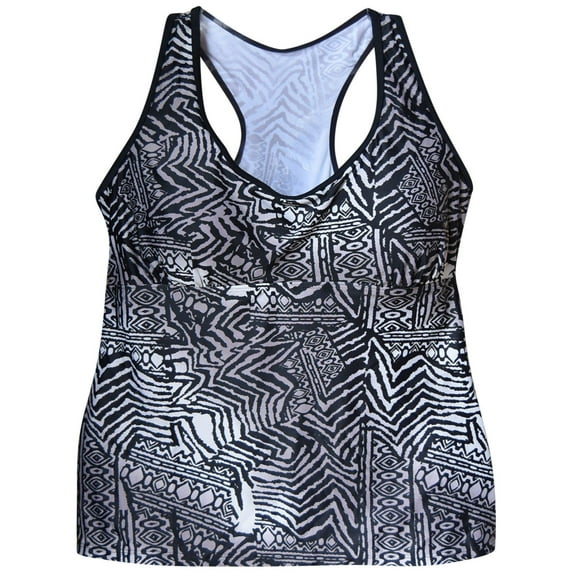 nwsc women's plus size racerback tankini swimsuit top separates (18 w, black/grey)