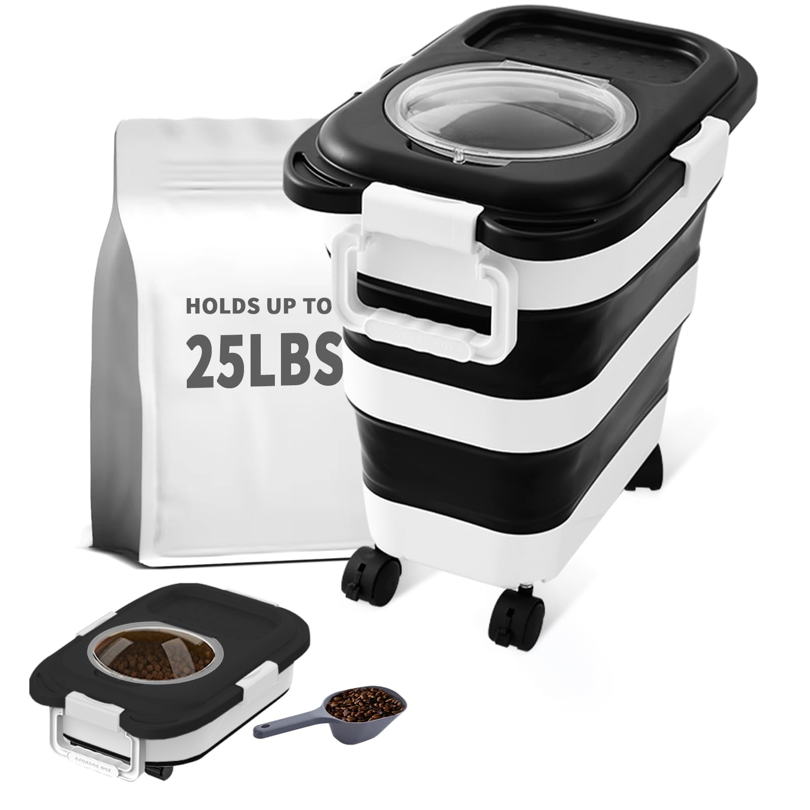 nxizoli 25 Lbs Dog STF9 Food Storage Container, Collapsible Dog Food