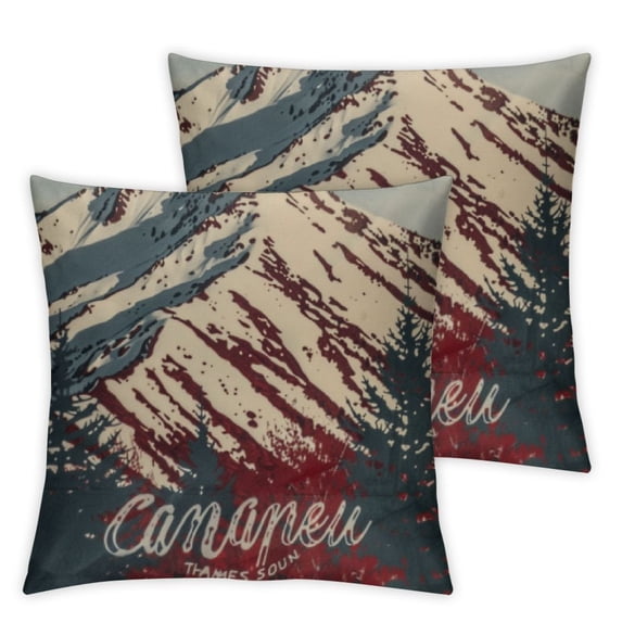 nygtbtfer 2Pack Camper Throw Pillow Covers Outdoor Adventure Mountain Forest Trees Pillowcases The Mountains are Calling Adventure Decorative Cushion Covers for Cabin/Camper (Red) White