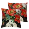 thumbnail image 1 of nygtbtfer 2Pack Red Geranium Flower Throw Pillow Covers Vintage Quote Antique Floral Bloom Cushion Case Decor, Decoration for Sofa White, 1 of 7
