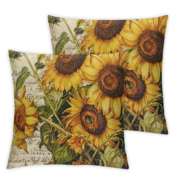nygtbtfer 2Pack Sunflower Throw Pillow Covers Only with Butterfly Pattern Decorative Square Pillowcases Cushion (Sunflower) 18x18in