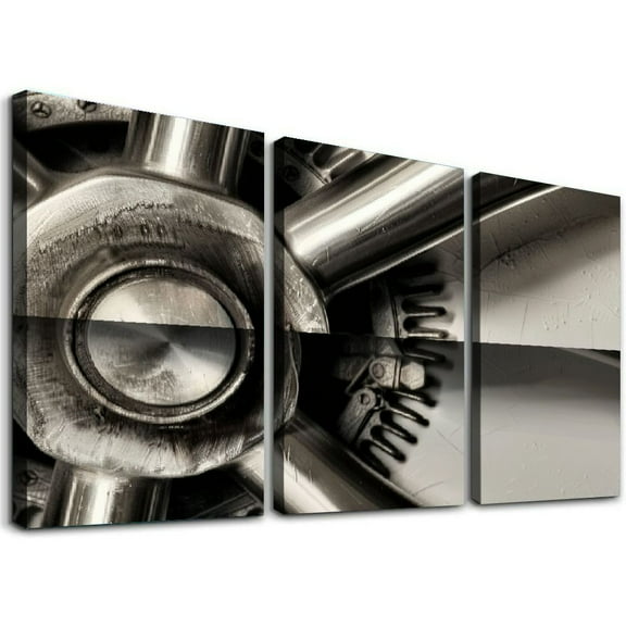 nygtbtfer 3 Panel Airplane Propeller Canvas Wall Art Retro Aircraft Engine Engineering Closeup Picture Vintage Plane Decor Giclee Prints Modern Home Decals Framed For Office Ready to Hang 12x16x3pcs