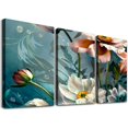 thumbnail image 1 of nygtbtfer 3 Piece Canvas Wall Art for Living Room White and Indigo Blue Floral Picture Wall Decor for Dining Room Bedroom Bathroom Kitchen Print Painting for Home Decorations 12x16x3pcs, 1 of 4