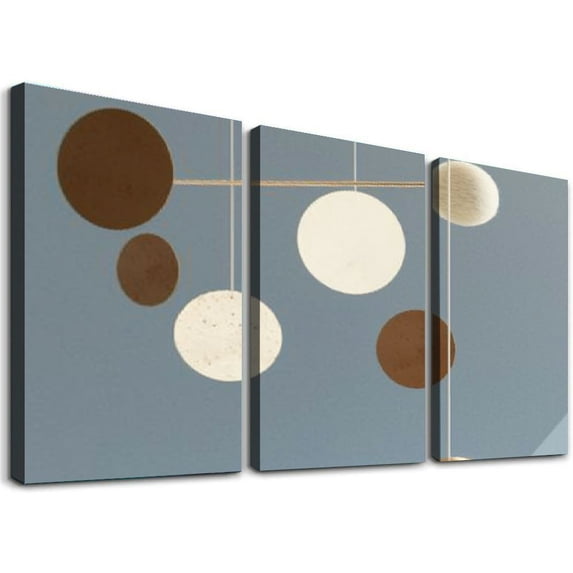 nygtbtfer 3 Pieces Framed Canvas Print Set Minimalist Geometric Circle Abstract Illustration Modern Decor Multicolor Living Room Bedroom Office 12x16x3pcs