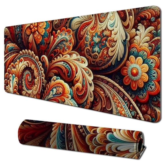 nygtbtfer Aesthetic Mouse Pad,Office Home Personalized Mouse Mat Design,Waterproof Funny Antique Ethnic Mouse pad,Non-Slip Rubber Base Computer Mouse Pads for Wireless Mouse, 31.5x11.8 in