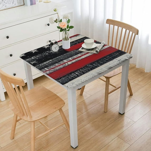 nygtbtfer American Flag Oval Fitted Tablecloth, American Wooden , for Kitchen Dining, Party, Holiday, Christmas, Buffet, Dark Mauve Vermilion white