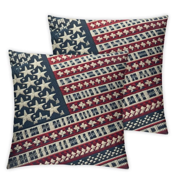 nygtbtfer American Flag Pillow Covers Decorations USA Flag Throw Pillow Covers Linen Farmhouse Pillow Cases Cushion Covers Square White