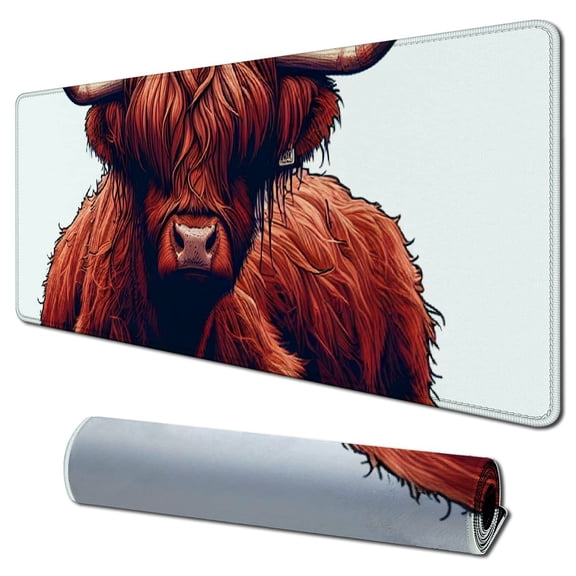 nygtbtfer Anti-Slip Mouse Pads Brown Hairy Scottish Highland Cow Design Mouse Pad for Laptops Office Computer Mouse Ma 31.5x11.8 in