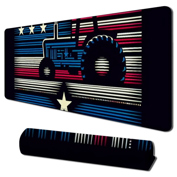 nygtbtfer Antler Farm Tractor American Flag Retro Square Mouse Pad Non-Slip Rubber Base Applicability Strong Office Accessories Desk Decor