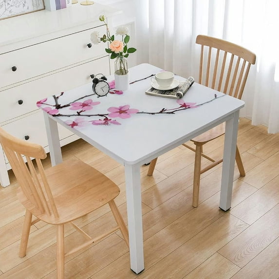 nygtbtfer Asian Decor Tablecloths, Japanese Cherry Blossoms with Branches Spring Flower Home Decorative Tablecloths,reat for Home Kitchen/Parties/Holiday Dinner, Pink White white