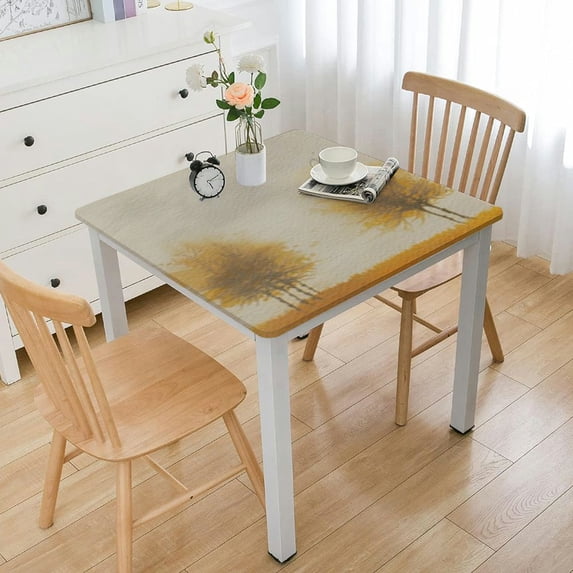 nygtbtfer Autumn Landscape Fitted with Elastic Edge, Waterproof Oil Proof Table Cloth Wipe Clean Table Cover for Indoor and Outdoor Fits Small white
