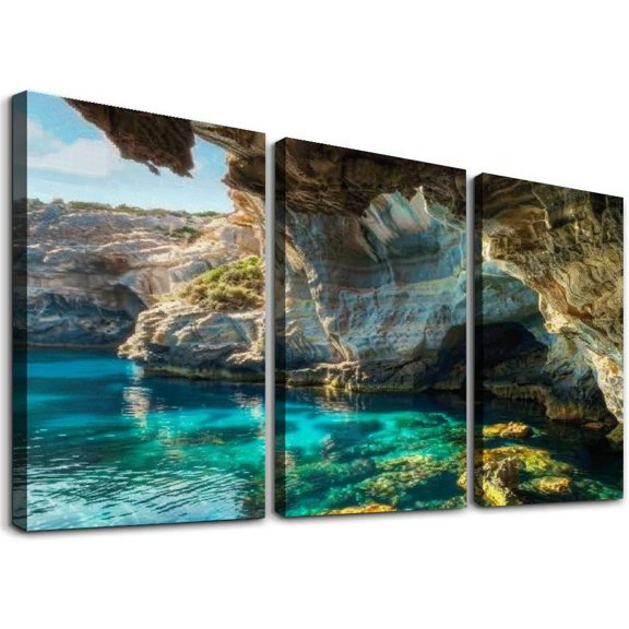 nygtbtfer Ayia Napa Sea Cave Views Landscape Photo Beach Sunset Ocean Scenic Scenery y Paradise Scenes Stand or Hang Wood Frame Display 12x16x3pcs
