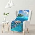 thumbnail image 1 of nygtbtfer Beautiful Seaside Scenery Flannel Throw Blanket, Soft Lightweight Cozy Warm Blue Sea Island Sky Blankets for Couch Bed Travel 50x60in, 1 of 6