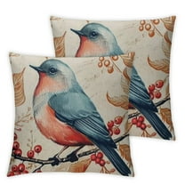 nygtbtfer  Bird Floral Throw Pillow Covers Set of 2 Waterproof Outdoor Pillow Cases Farmhouse Decorative Cushion Covers for Sofa Couch White