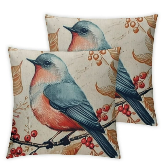 nygtbtfer  Bird Floral Throw Pillow Covers Set of 2 Waterproof Outdoor Pillow Cases Farmhouse Decorative Cushion Covers for Sofa Couch White
