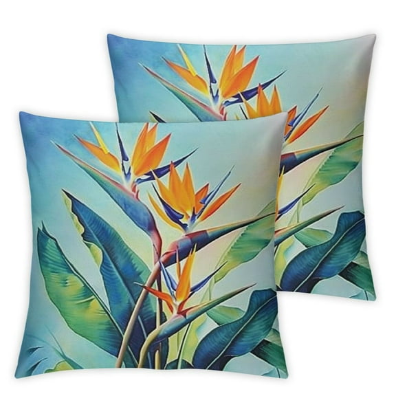 nygtbtfer Bird of Paradise Flower Throw Pillow, Multicolor White