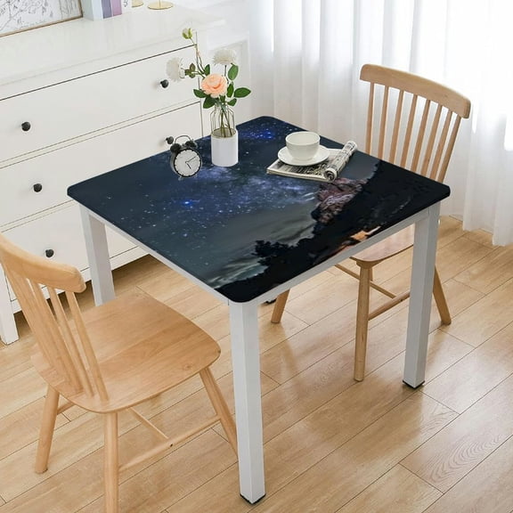 nygtbtfer Black Tablecloth, Landscape Printed Tablecloth Personalized Tablecloth Waterproof Stain Resistant Polyester Tablecloth for Picnic Banquet Holiday Party Kitchen Dining Room 36*36