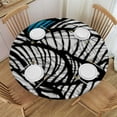 thumbnail image 1 of nygtbtfer Black White Grey Round Tablecloth with Elastic Edge Art Geometric Floral Flowers Curved Anti-Tear Wipeable Elastic Round Tablecloth Fit for Table 42-46, 1 of 8