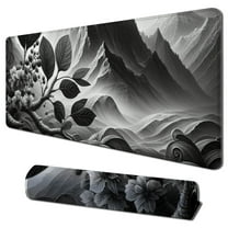 nygtbtfer Black White Japanese Cherry Blossom Mouse Pad Death Life Design Full Desk Gaming Mousepad Extended Large Non-Slip Rubber Base Keyboard Mat with Stitched Edges 31.5x11.8 in
