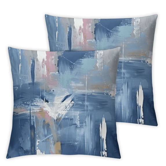 nygtbtfer Blue Abstract Throw Pillow Abstract Art Painting Modern Decorative Pillows Soft Velvet Cushion Cases for Couch Sofa Bed Home Decor Set of 2 White