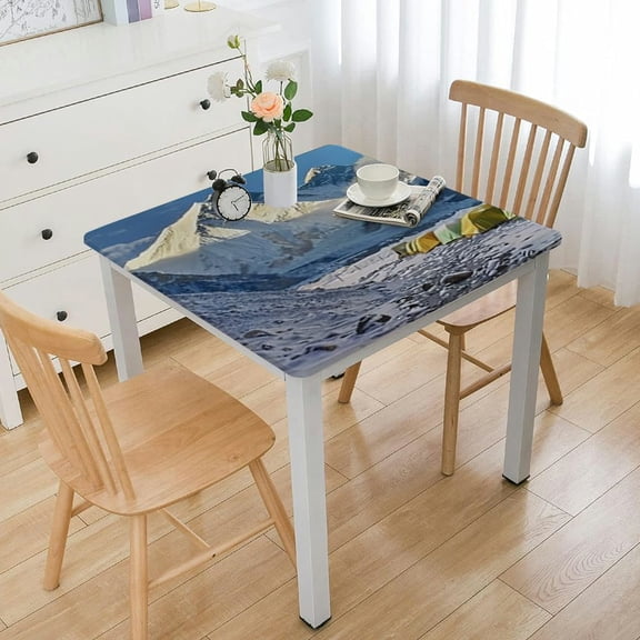 nygtbtfer Blue Hemmed Tablecloth, Landscape Printed Tablecloth DIY tablecloths Personalized Table Colth, Gifts for Babies, Family and Friends, 46*46