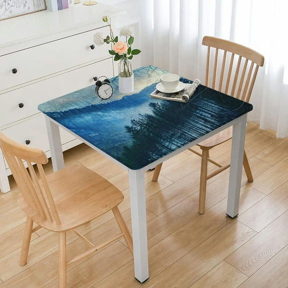 nygtbtfer Blue Hemmed Tablecloth, Landscape Printed Tablecloth DIY tablecloths Personalized Table Colth, Gifts for Babies, Family and Friends, 46*46
