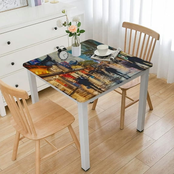 nygtbtfer Blue Image Design Tablecloth, Landscape Printed Tablecloth Fitted Tablecloths for Indoor, Dining Table Cover for Party Family Gathering 52*52