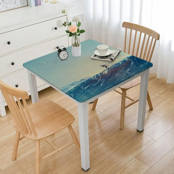 nygtbtfer Blue Ombre Mountains Tablecloth Waterproof Tablecloths, Beautiful Natural Landscape Table Cloth Dining Table Cover Cloth for Kitchen Party Outdoor Tabletop Decor Square Tablecloth white