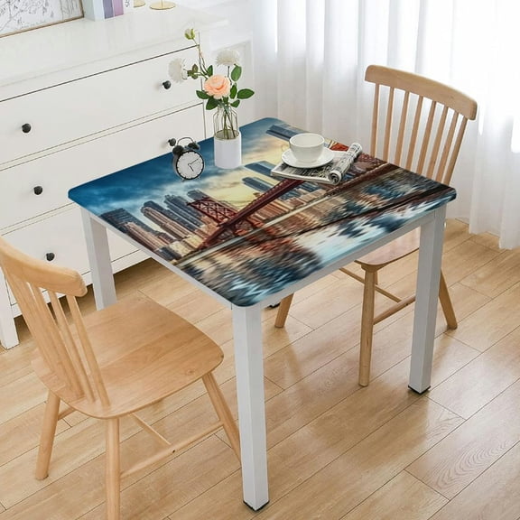 nygtbtfer Blue Personalized Tablecloths, Landscape Printed Tablecloth Customized Design Polyester Spill Proof Washable Table Cover for Party Holiday Dinner Picnic, Camping, 46*46