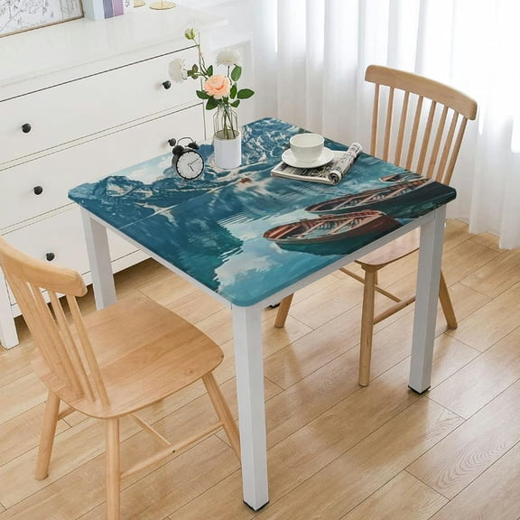 nygtbtfer Blue Tablecloth, Landscape Printed Tablecloth Personalized Tablecloth Waterproof Stain Resistant Polyester Tablecloth for Picnic Banquet Holiday Party Kitchen Dining Room, 52*52