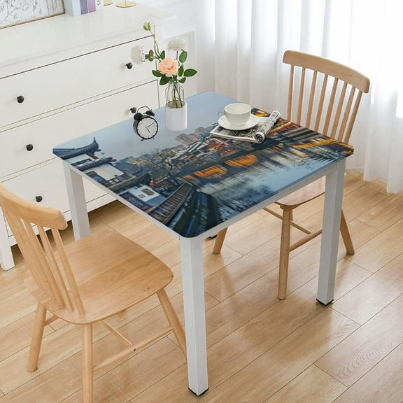 nygtbtfer Blue Tablecloth, Landscape Printed Tablecloth Personalized Tablecloth Waterproof Stain Resistant Polyester Tablecloth for Picnic Banquet Holiday Party Kitchen Dining Room, 40*40