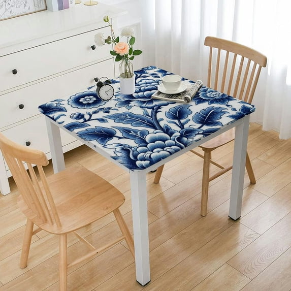 nygtbtfer Blue and White Floral Round Tablecloth, Elegant Rustic Vintage Flower Tablecloths Stain ResistantPolyester Table Cloth Cover for Decoration Holiday Parties Kitchen Dining Picnic