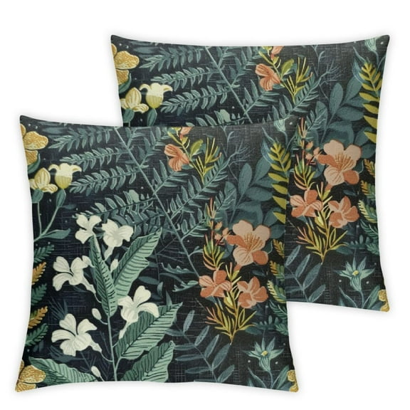 nygtbtfer Botanical Print Pillow Covers Set of 2 Black Sage Green Spring Vintage Flower Decorative Throw Pillow Cases Outdoor Farmhouse Decor for Sofa Couch Bed White