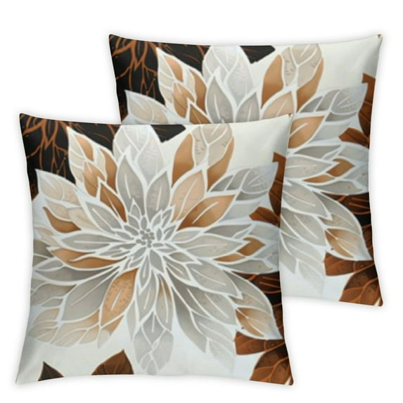 nygtbtfer Brown and Black Grey Throw Pillow Covers Coffee Tan Gray Outdoor Geometric Flower Decorative Pillows Cover Set of 2 Spring Summer Farmhouse Pillowcase for Bed Couch Sofa Decor White