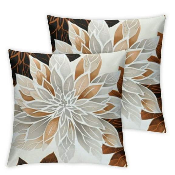 nygtbtfer Brown and Black Grey Throw Pillow Covers Coffee Tan Gray Outdoor Geometric Flower Decorative Pillows Cover Set of 2 Spring Summer Farmhouse Pillowcase for Bed Couch Sofa Decor White