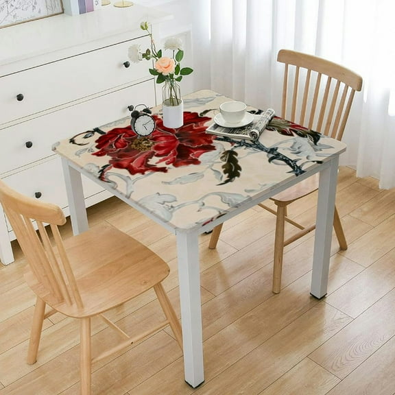 nygtbtfer Brown Rose Floral Embroidered Tablecloth,Cut Work Coffee Table Runner,Beige Table Doily Flower Table Cloth