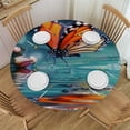 thumbnail image 1 of nygtbtfer Butterfly Flower Round Fitted Tablecloth with Elastic Edge Table Cloth FitsRound Tables Table Covers for Indoor Outdoor Picnic 46-50, 1 of 8