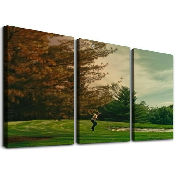 nygtbtfer Canvas Wall Art Golf Course Trees Painting Pictures on Canvas Artwork Sunset Landscape Prints Wall Art for Home Office Decoration Framed Ready To Hang 12x16x3pcs