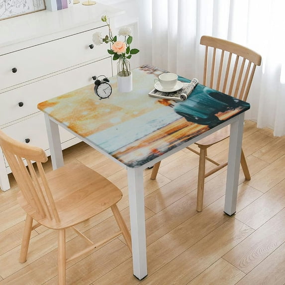 nygtbtfer Car with Elastic Edge, Fitted Cloth Wipeable Table Cover for Dining Kitchen Party Indoor Outdoor Patio Table white