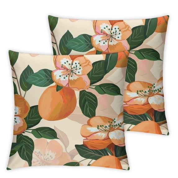 nygtbtfer Cartoon Orange Throw Pillow Covers Fresh Oranges Pillow Covers for Home Sofa Bed Couch for Kids Boys Girls Cartoon Citrus Fruit Cushion Covers Fruit Style Pillowcases, Set of 2 White