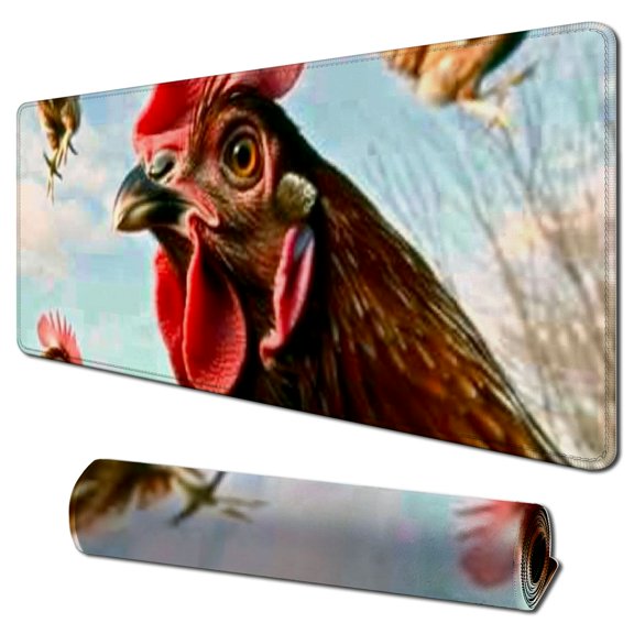 nygtbtfer Chicken Gaming Mousepad Funny Chicken Green Grass Mouse Pad Mouse Mat for Computer Desk Laptop Office Non-Slip Rubber 31.5x11.8 in