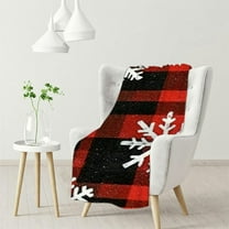 nygtbtfer Christmas Christmas Holiday Throw Blanket with Snowflakes Xmas Flannel Throw Blanket Rustic Buffalo Plaid Blanket for Bed Couch Decor 40x50in