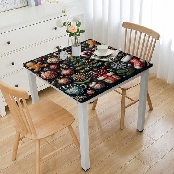 nygtbtfer Christmas Fitted Tablecloth Rectangle Elastic - Christmas Cute Pattern Table Cover Wipeable - New Year Cute Cloth for Farm Kitchen Dining Patio Decor