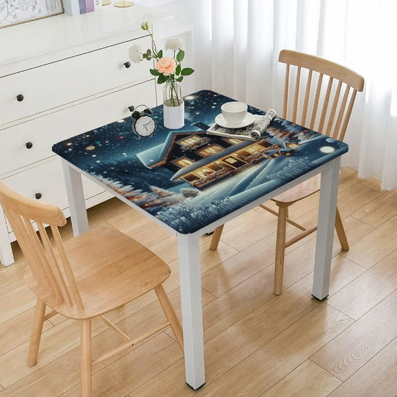 nygtbtfer Christmas Fitted Tablecloths Rectangle , and Elastic Edged Table Cover, Reusable Theme Table Cloth Decor for Indoor Outdoor Kitchen