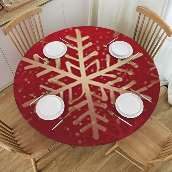 nygtbtfer Christmas Round Fitted Tablecloth with Elastic Edge Table Cover Fits Tables 42-46