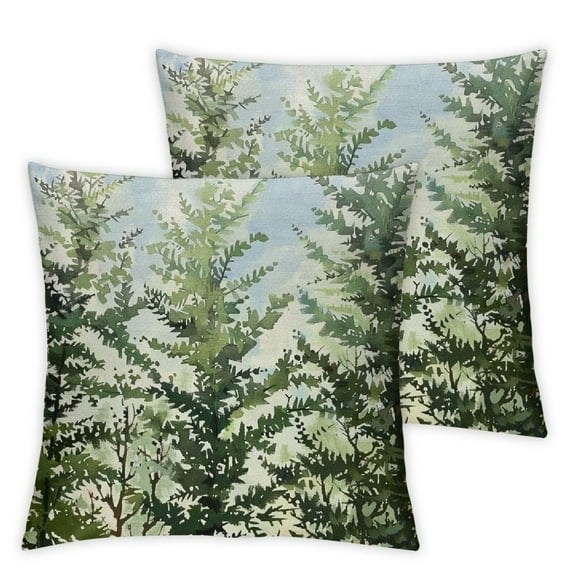 nygtbtfer Christmas Set of 2 Rustic Style Forest Print Decorative Throw Pillows Winter Christmas Decor White
