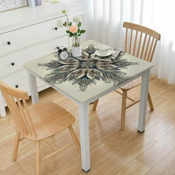 nygtbtfer Christmas Tablecloth , Christmas Decorations for Home Decorations White Gold Christmas Table Cloth Winter Holiday Scallop Edge Table Cover Party Table Decorations