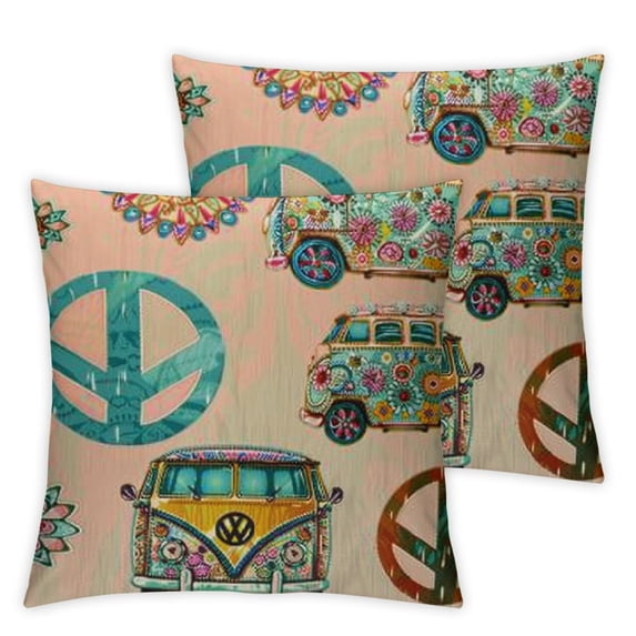 nygtbtfer Colorful Camper Bus Pillow Covers , Corduroy Pillow Cover Cushion Case for Bed Couch Sofa Farmhouse Decorative, White